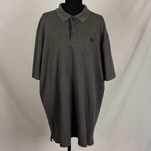 Under Armour HeatGear Gray Athletic Polo Shirt Loose Fit Men’s 2XL